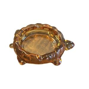 Vintage Westmoreland Amber Glass Turtle Ashtray